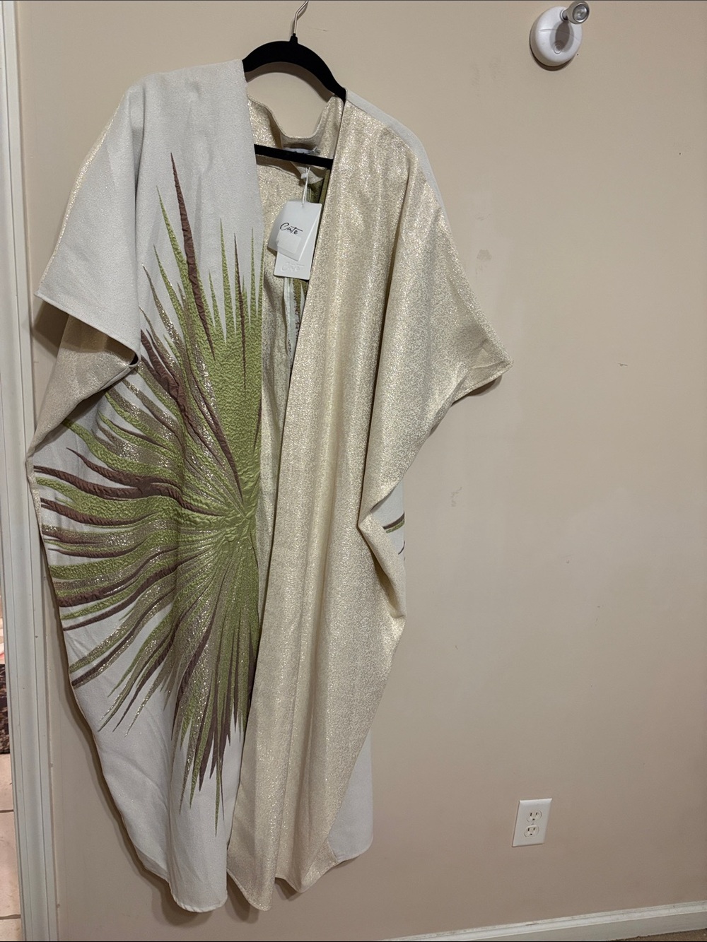 Women's Cream Floral Print Kimono Dress